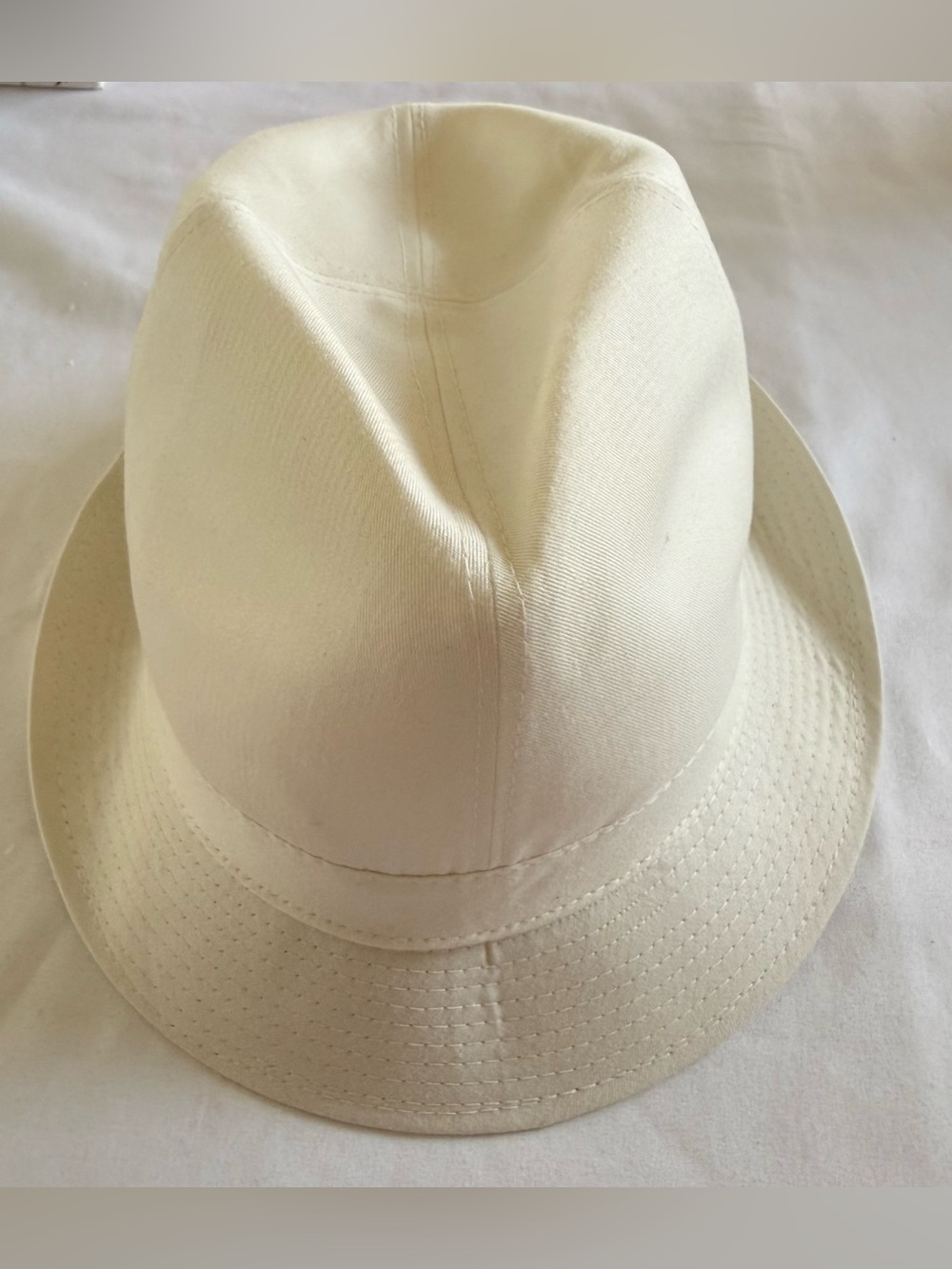 VTG NULU New Look Accessories Cream White Fedora Hat Made In Italy 100% Cotton